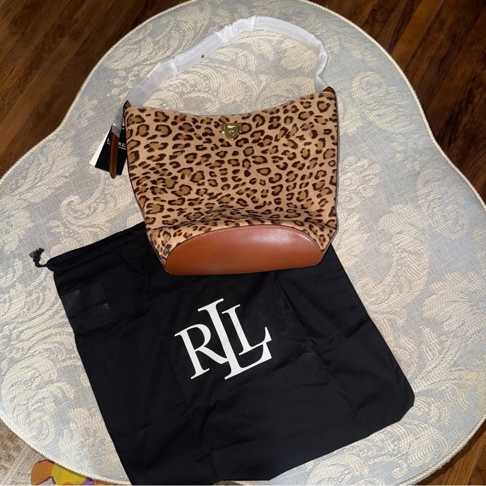 Lauren Ralph Lauren Calf Hair Medium Harlow Bucket Bag NWT